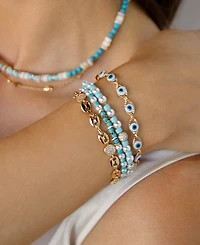 Ettika Women's Enamel Evil Eye Bracelet Set, 4 piece