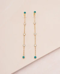 Ettika Green Opal Linear Earrings in 18K Gold Plating