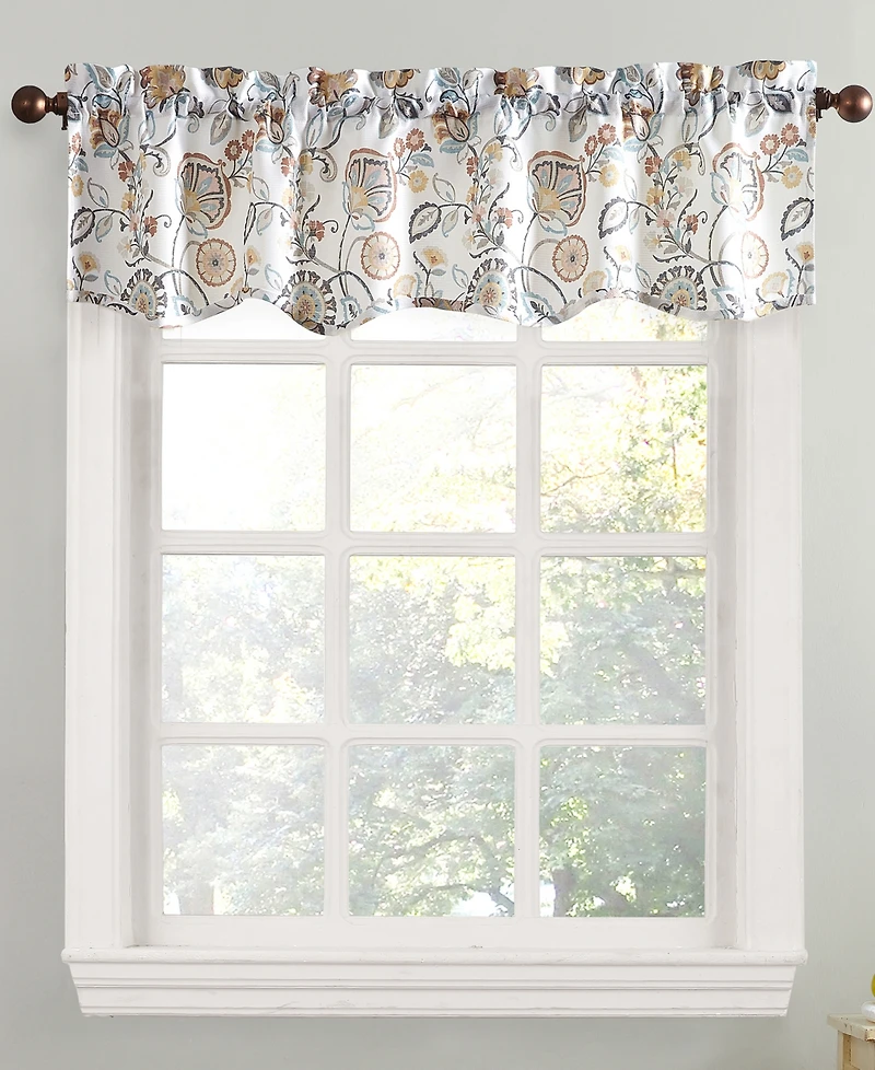 Signy Jacobean Pattern Semi-Sheer Rod Pocket Kitchen Curtain Valance