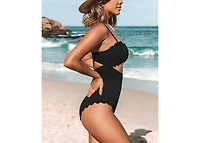 Cupshe Women's One Piece Swimsuit Cutout Scallop Trim Bathing Suit
