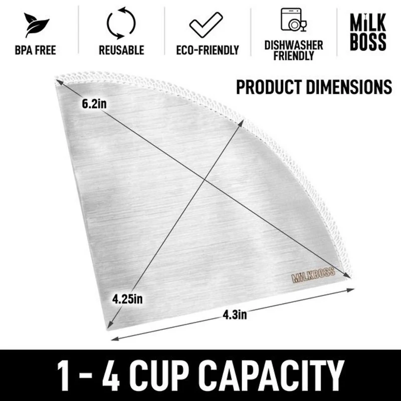 Milk Boss Pour Over Permanent Paperless Reusable Coffee Filter