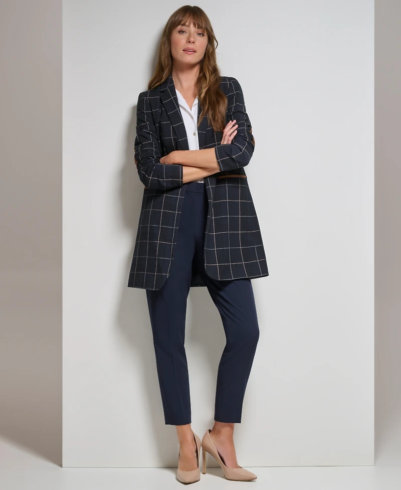 Tommy Hilfiger Women's Windowpane One-Button Blazer