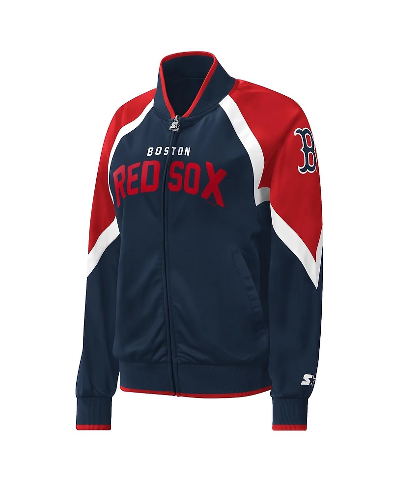 Women's Starter Navy Boston Red Sox Touchdown Raglan Full-Zip Track Jacket