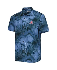 Men's Tommy Bahama Blue Atlanta Braves Coast Luminescent Fronds IslandZone Button-Up Camp Shirt