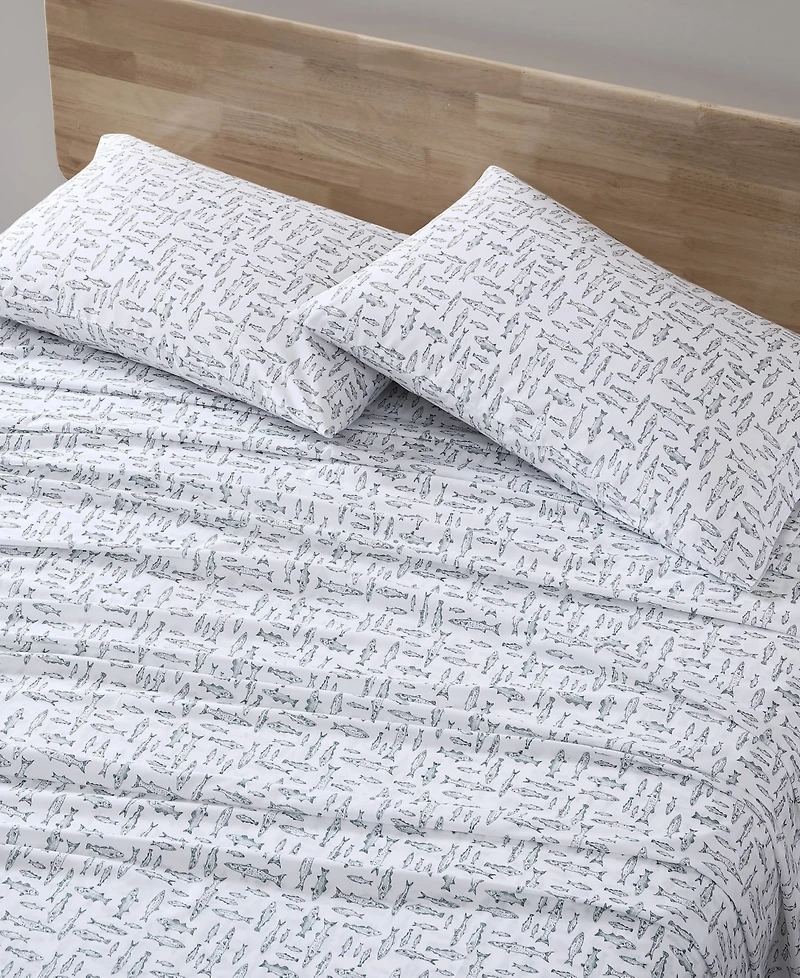 Eddie Bauer Printed 100% Cotton Percale 4-Pc. Sheet Set, Queen