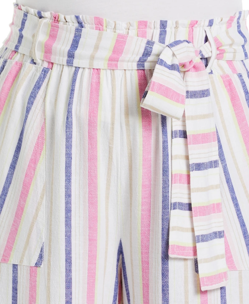 Ella Rafaella Plus Stripe Wide Leg Paper Bag Pants
