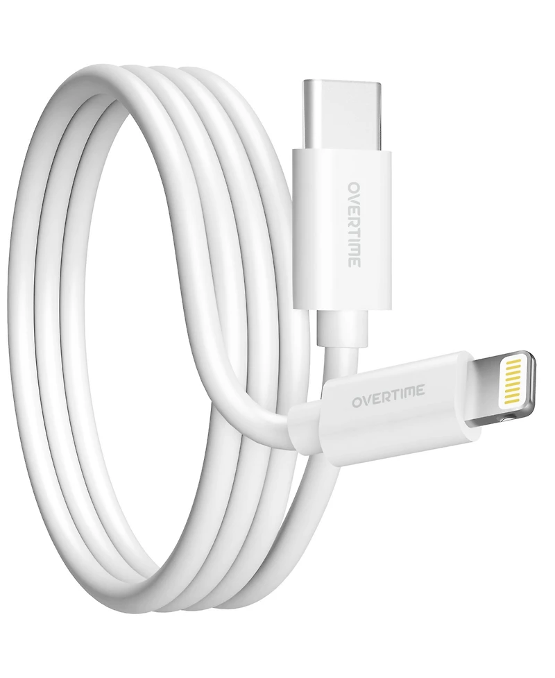 Overtime Apple MFi Certified iPhone 13/12/11 6ft Charging Cable | Usb Type C to Lightning Cable for iPhone - White