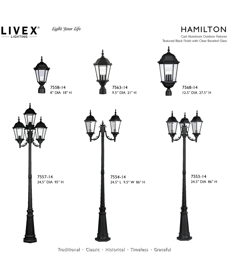 Livex Hamilton3 Light Outdoor Post Light