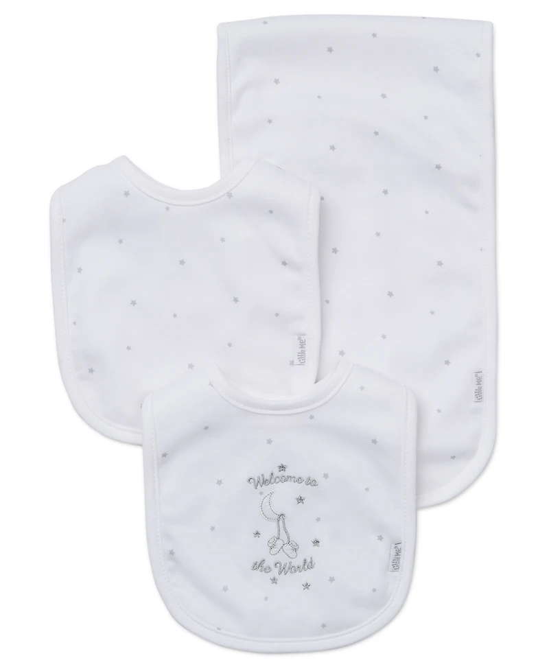 Little Me Baby Boys and Girls Welcome to the World Bibs and Burp Cloth