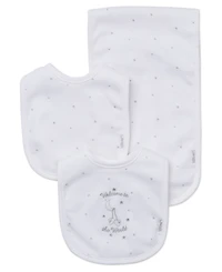 Little Me Baby Boys and Girls Welcome to the World Bibs and Burp Cloth