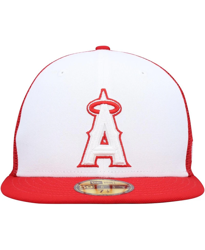 Men's New Era White, Red Los Angeles Angels 2023 On-Field Batting Practice 59FIFTY Fitted Hat