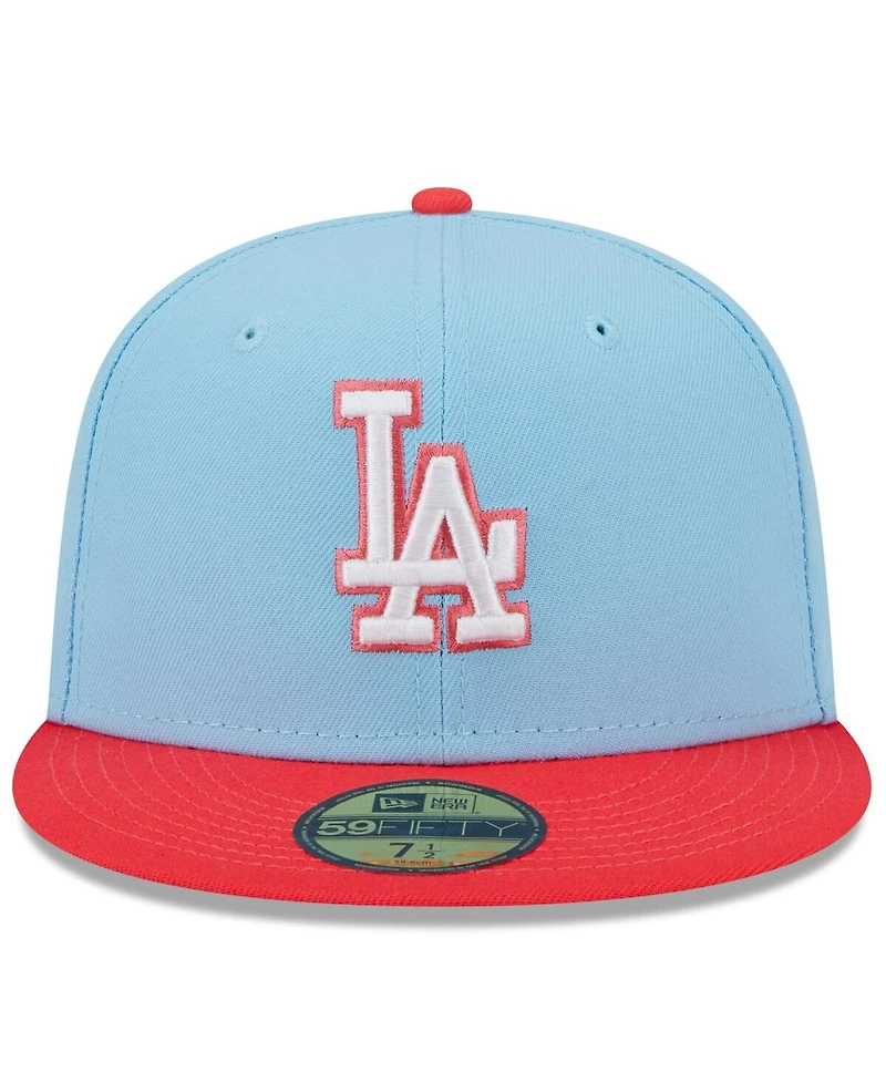 Men's New Era Light Blue, Red Los Angeles Dodgers Spring Color Two-Tone 59FIFTY Fitted Hat