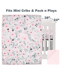 Bedtime Originals Blossom Pink Watercolor Floral 3-Piece Mini Crib Bedding Set