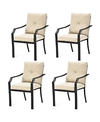 Costway 4 Pcs Patio Dining Chairs Stackable Removable Cushions Garden Deck