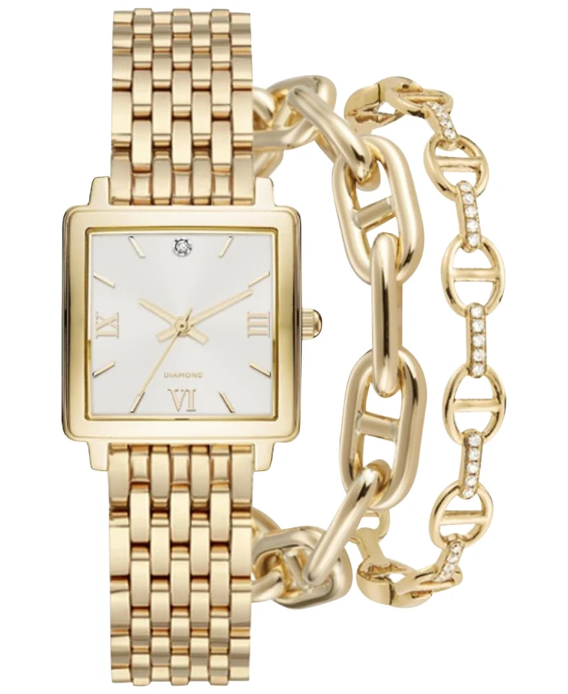 Jessica Carlyle Women's Gold-Tone Bracelet Watch 28mm Gift Set