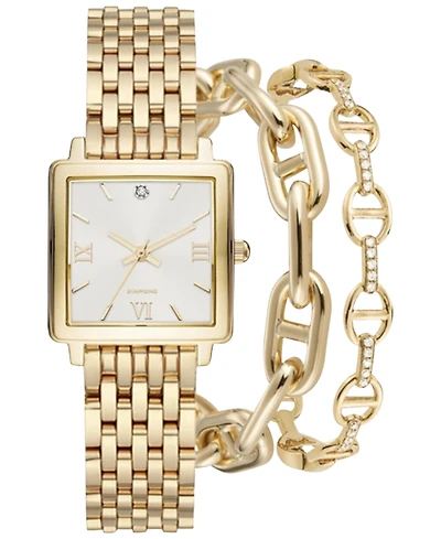 Jessica Carlyle Women's Gold-Tone Bracelet Watch 28mm Gift Set