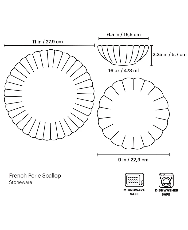 Lenox French Perle Scallop 12 Pc. Dinnerware Set, Service for 4