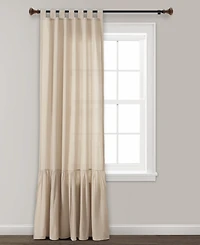 Lush Decor Farmhouse Faux Linen Tab Top Window Curtain Panel Single 40"W x 84"L Off - Curtains For Bedroom - Living Room Curtains
