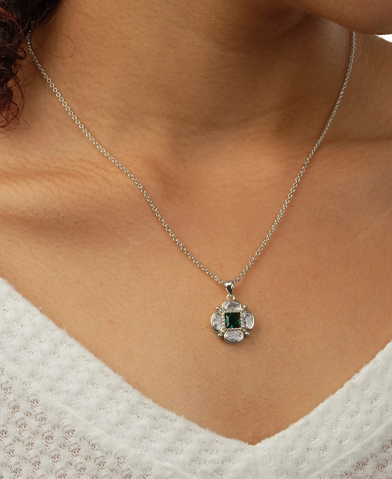 Sterling Forever Cubic Zirconia Hermia Pendant Necklace
