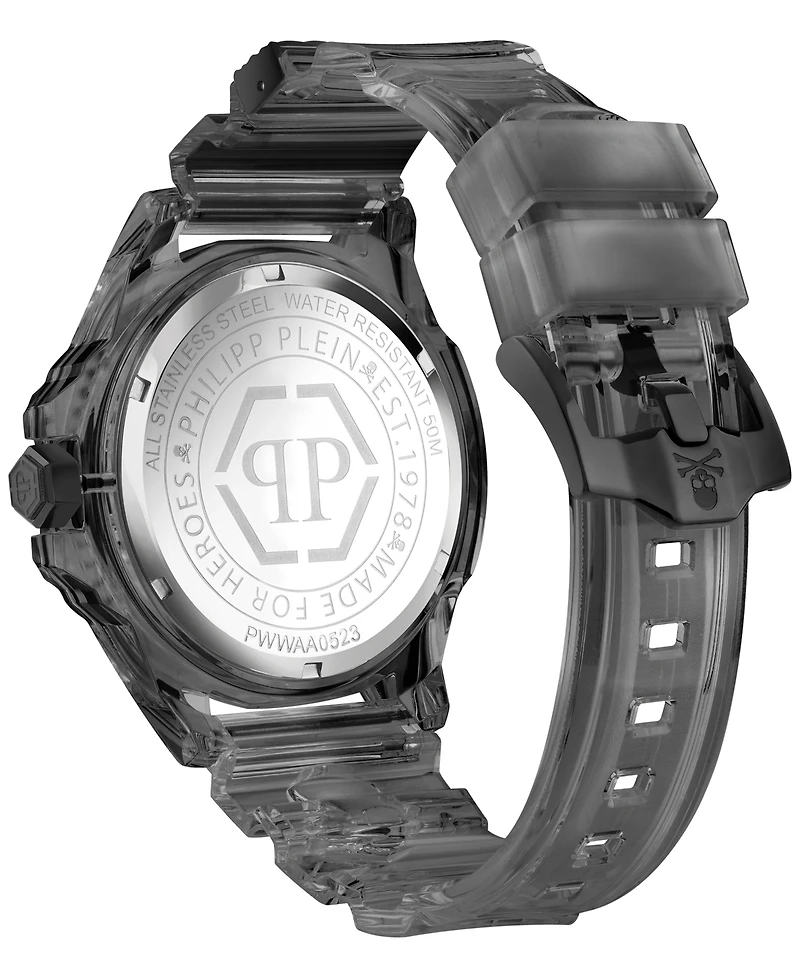 Philipp Plein Men's The $kull Gray Transparent Silicone Strap Watch 45mm