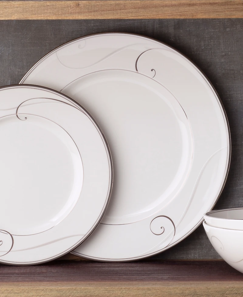 Noritake Platinum Wave Set of 4 Dinner Plates, Service For 4