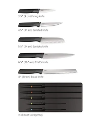 Joseph Joseph Elevate Knives Store 5-Piece Knife Set with in-Drawer Storage Tray