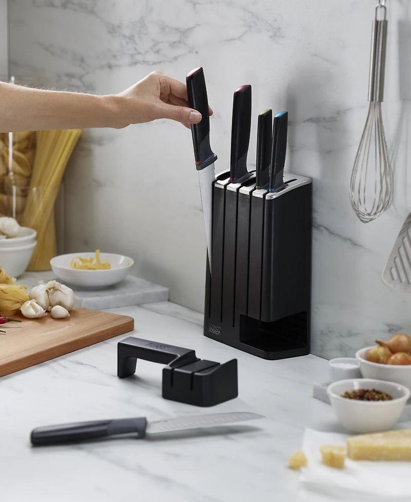 Joseph Joseph Elevate Knives Slim Block 5-Piece Knife Set with Ceramic Sharpener