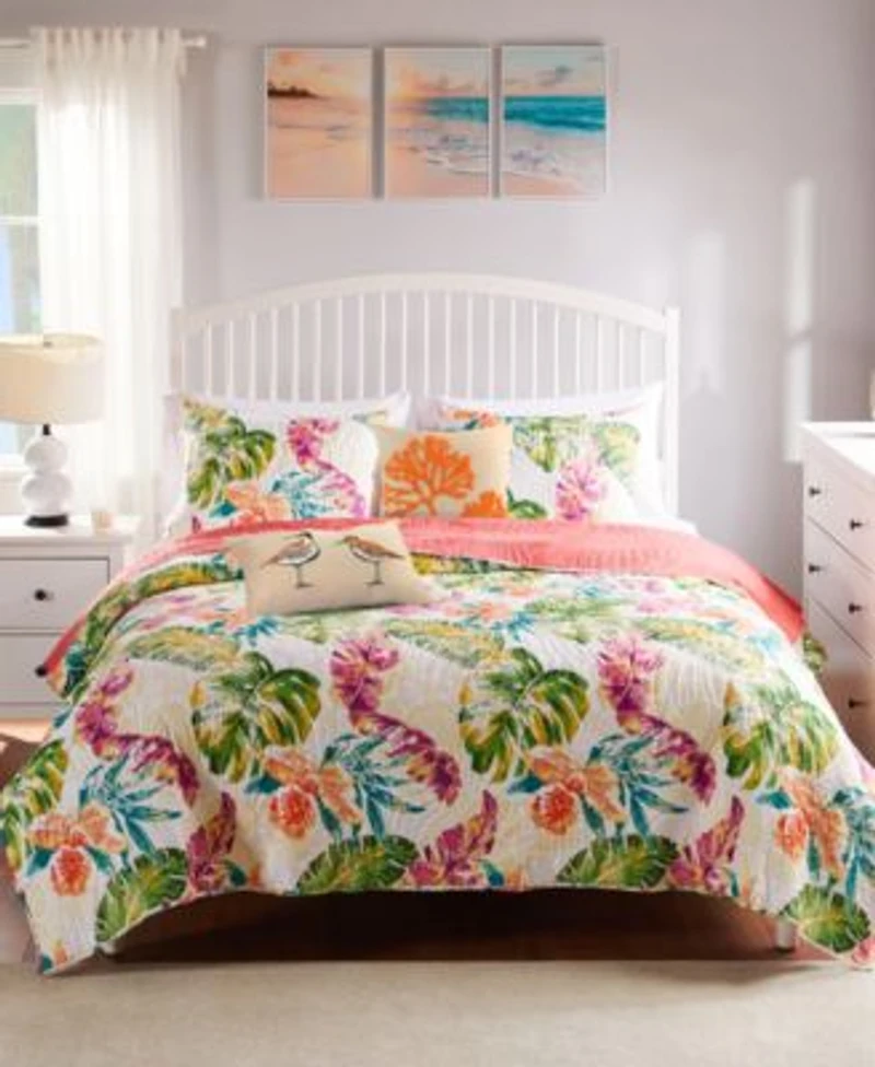 Greenland Home Fashions Tropics Coastal Palm Quilt Sets