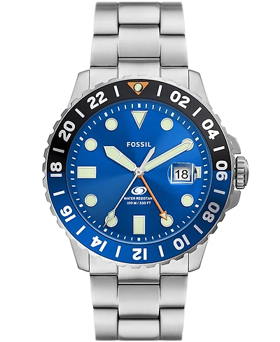 Fossil Men's Fossil Blue Gmt Stainless Steel Watch, 46mm