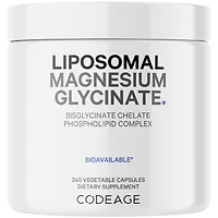Codeage Liposomal Magnesium Glycinate Supplement, 2-Month Supply, Bisglycinate Magnesium Chelate, Chelated Magnesium Mineral Pills, BioPerine Black Pe