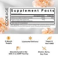 Codeage Liposomal Vitamin E Supplement - All Vitamin E Tocopherols - 3-Month Supply - Alpha Tocopherols, Beta, Gamma, and Delta