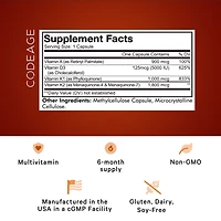 Codeage Adk Vitamins Supplement - Essential Vitamin A, Vitamin D3 5000 Iu, Vitamin K1 & K2 (MK4 & MK7) - 6-Month Supply