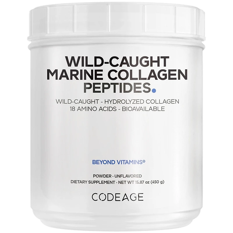 Codeage Marine Collagen Powder - Wild-Caught Hydrolyzed Fish Collagen Peptides - Type 1 & 3 Collagen Protein Supplement