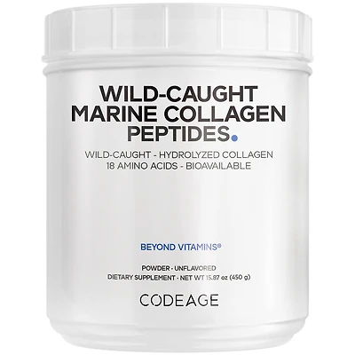 Codeage Marine Collagen Powder - Wild-Caught Hydrolyzed Fish Collagen Peptides - Type 1 & 3 Collagen Protein Supplement