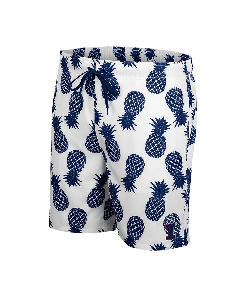 Men's Colosseum White Illinois Fighting Illini Pineapples Swim Shorts