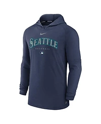 Men's Nike Heather Navy Seattle Mariners Authentic Collection Early Work Tri-Blend Performance Pullover Hoodie