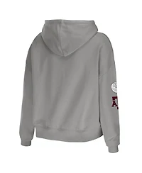 Women's Wear by Erin Andrews Gray Texas A&M Aggies Mixed Media Cropped Pullover Hoodie