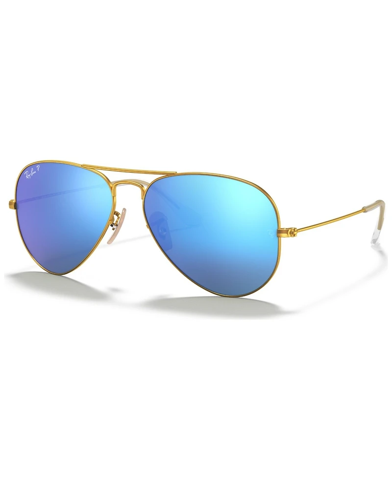 Ray-Ban Unisex Polarized Aviator Mirror Sunglasses, RB3025