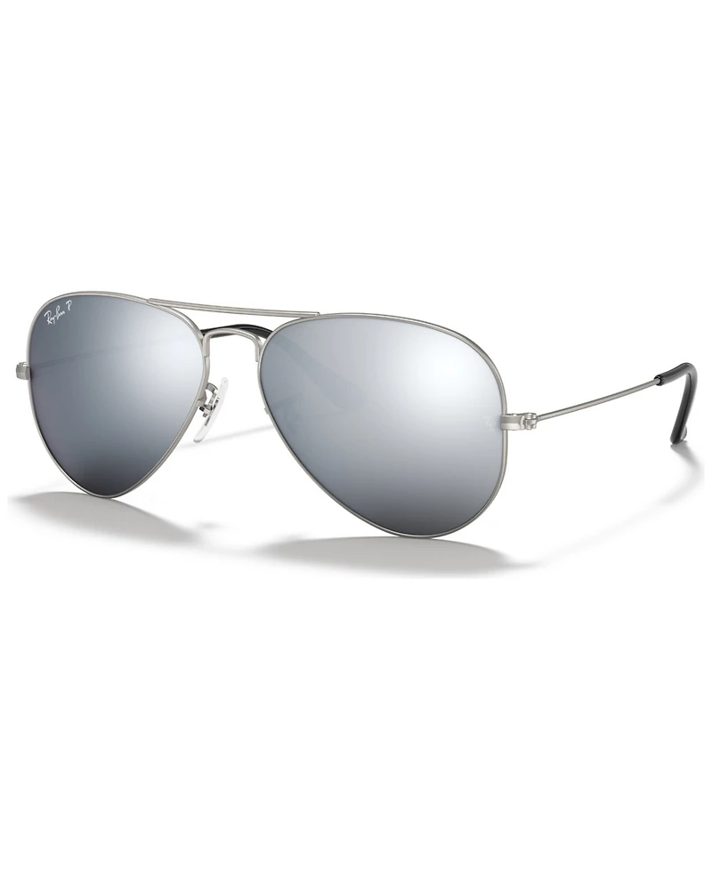 Ray-Ban Unisex Polarized Aviator Mirror Sunglasses, RB3025