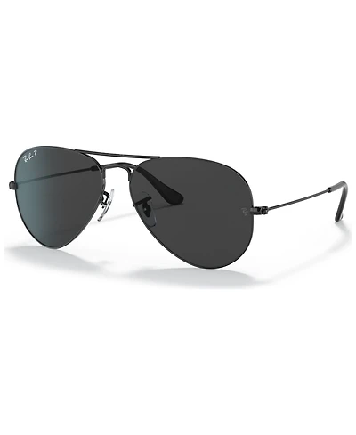 Ray-Ban Unisex Aviator Total Black Polarized Sunglasses, RB3025