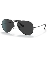 Ray-Ban Unisex Aviator Total Black Polarized Sunglasses, RB3025