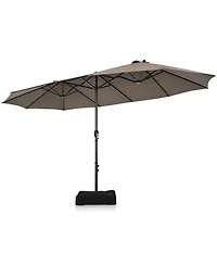 15FT Double-Sided Twin Patio Umbrella Sun Shade Outdoor Crank Market Base