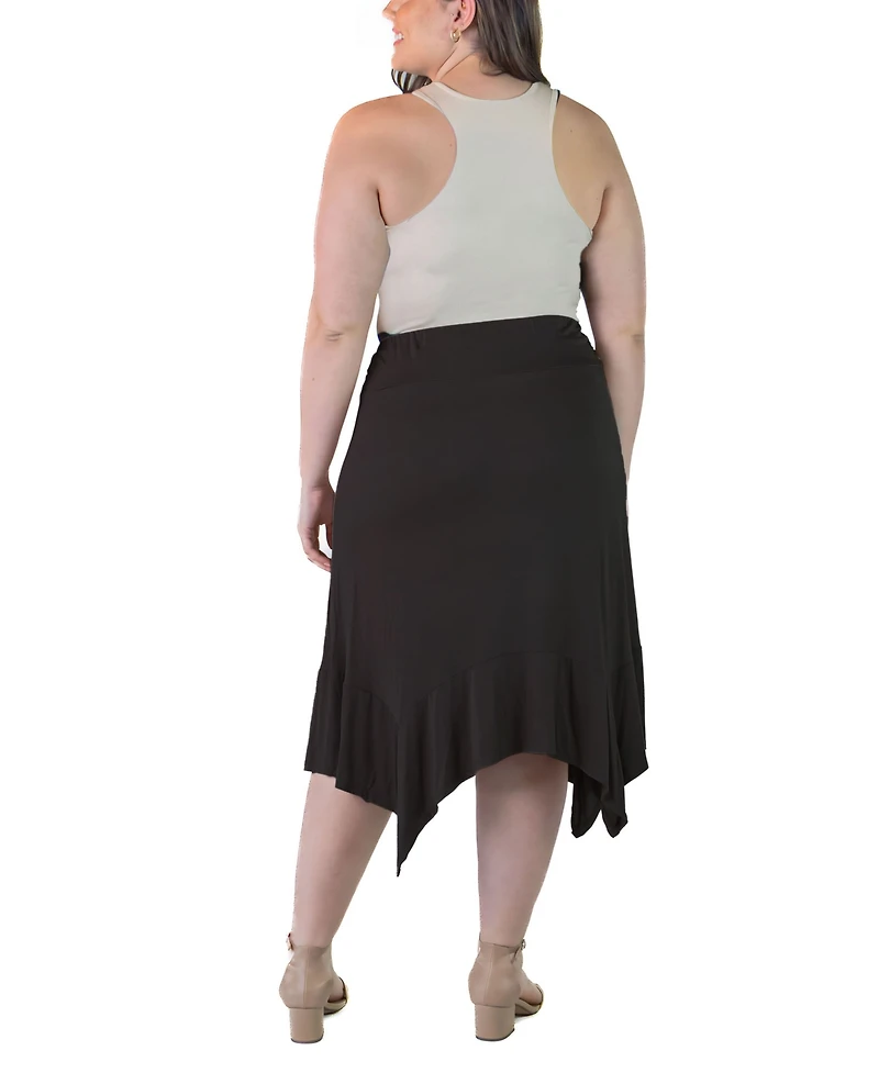 24seven Comfort Apparel Plus Elastic Waist Handkerchief Skirt