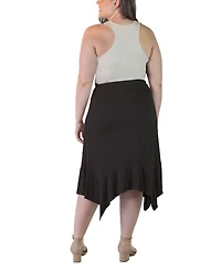 24seven Comfort Apparel Plus Elastic Waist Handkerchief Skirt