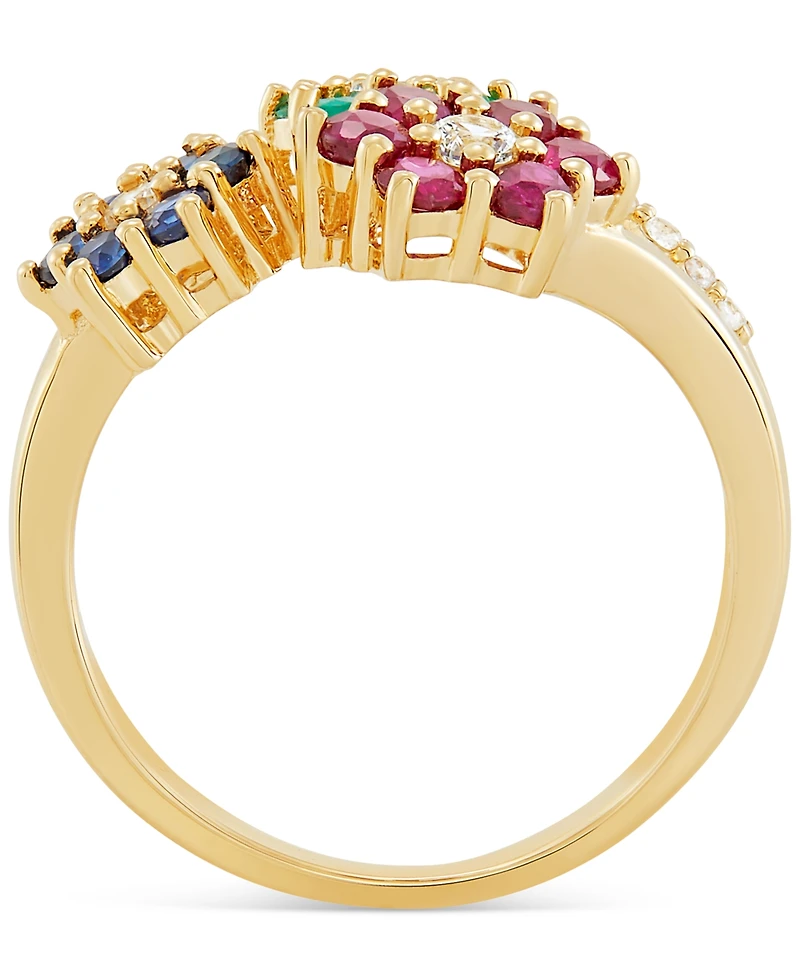 Multi-Gemstone (1-3/8 ct. t.w.) Floral Ring 14k Gold