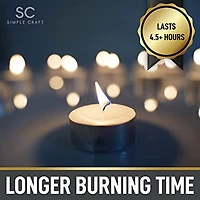 Pack Smokeless Unscented Long Burning Tea Lights Candles for Home