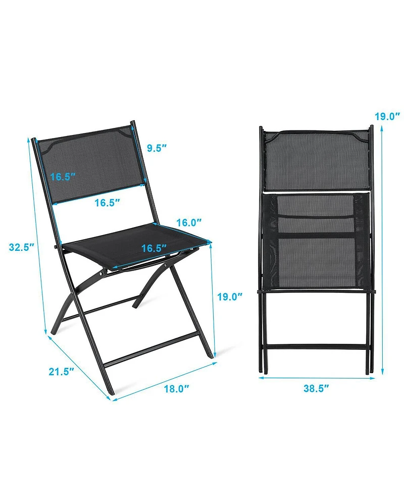 Costway Set of 4 Outdoor Patio Folding Chairs Camping Deck Garden Pool Beach Furniture
