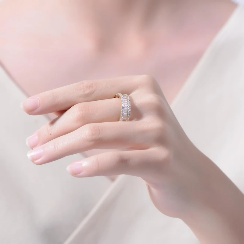 Ra 14K Gold Plated Baguette Cubic Zirconia Wide Band Ring