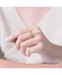 Ra 14K Gold Plated Cubic Zirconia 2 Chain Band Ring