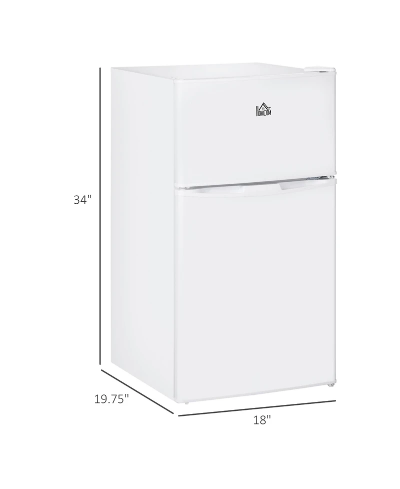 Homcom 3.2 Cu.Ft Mini Fridge with Freezer and Adjustable Shelf,